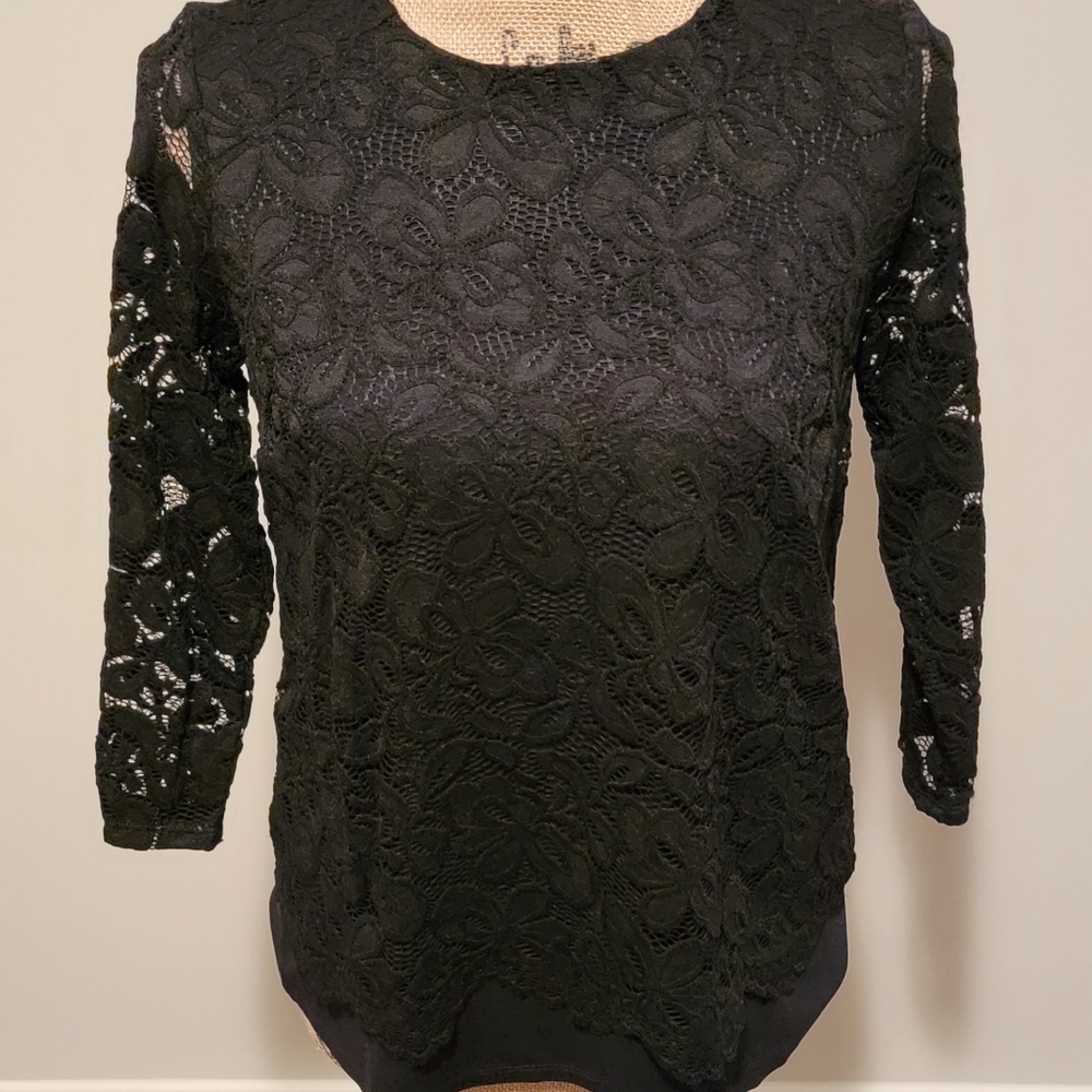 NWOT J.Jill black lace top